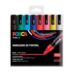 ROTULADOR PERMANENTE 2.5MM ESTUCHE BASIC PC-5M/8C POSCA UNI 182634679