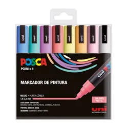 ROTULADOR PERMANENTE 2.5MM ESTUCHE PASTEL PC-5M/8C POSCA UNI 182634810