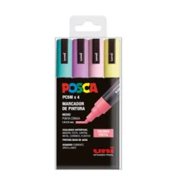 ROTULADOR PERMANENTE 2.5MM ESTUCHE PASTEL PC-5M/4C POSCA UNI 182634811