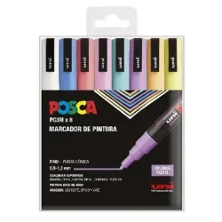 ROTULADOR PERMANENTE 1.5MM ESTUCHE PASTEL PC-3M/8C POSCA UNI 182634850