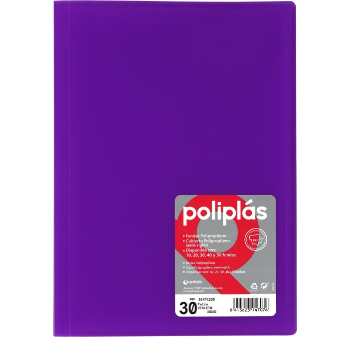 CARPETA 30 FUNDAS Fº VIOLETA TRANS. POLIPLAS GRAFOPLAS 01471235