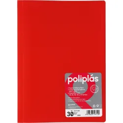 CARPETA 30 FUNDAS Fº ROJO TRANSLUCIDOS POLIPLAS GRAFOPLAS 01471251
