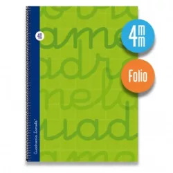 CUADERNO Fº 4MM 80H 70G T.DURA VERDE LAMELA 7FTE004V