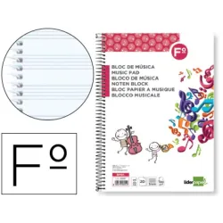 CUADERNO MUSICA Fº 12 PENTAGRAMAS LIDERPAPEL 22551 BM01