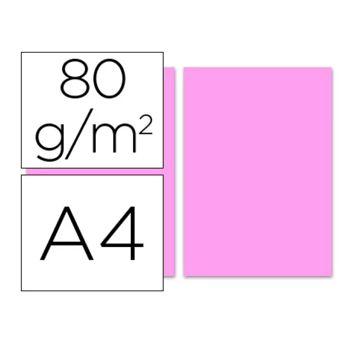 PAPEL A4 100H 80GRS ROSA LIDERPAPEL 28246