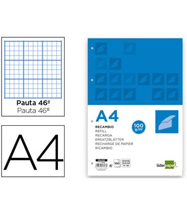 Recambio fº nº46 100h 100gr 4taladros liderpapel ra08 79648 - 79648