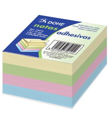 Notas adhesivas 75x75 5 colores pastel 400h dohe 75010 - 75010