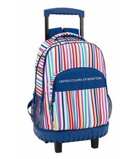 Mochila con carro compact bennetton color lines safta 611828818