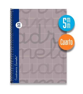 Cuaderno 4º 5mm 80h 70g tapa dura gris lamela 7cte005g