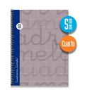 Cuaderno 4º 5mm 80h 70g tapa dura gris lamela 7cte005g