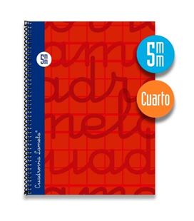 Cuaderno 4º 5mm 80h 70g tapa dura rojo lamela 7cte005r