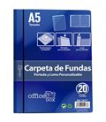 Carpeta 20 fundas a5 azul personalizable portada y lomo office box 14277 - 14277