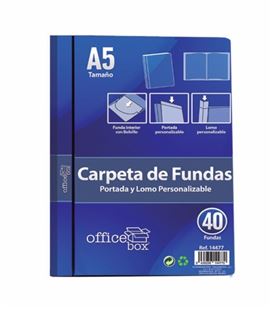 Carpeta 40 fundas a5 azul personalizable portada y lomo office box 14477 - 14477