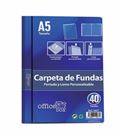 Carpeta 40 fundas a5 azul personalizable portada y lomo office box 14477
