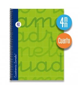 Cuaderno 4º 4mm 80h 70g t.dura verde lamela 7cte004v