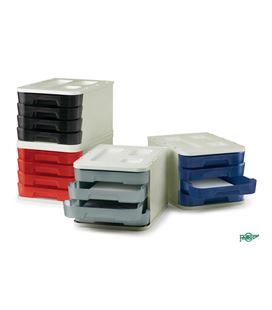 Modulo organizador 4 cajones 28,5x37,5x23cm gr/az faibo 1000-07 - 113581