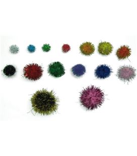 Pompones brillantes colores y tamaños surtidos pack 100uds grafop 112098 - 112098