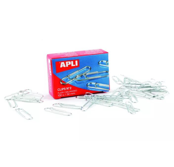 CLIPS GALVANIZADOS 32MM PLATEADO Nº2 C.100 APLI 11714