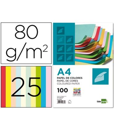 Papel a4 100h color surtido liderpapel pc62- 50332 - 50332 LIDERPAPEL