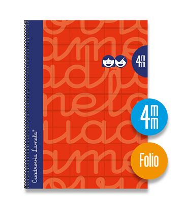 Cuaderno fº 4mm 80h 70g t.dura rojo lamela 7fte004r - 34700