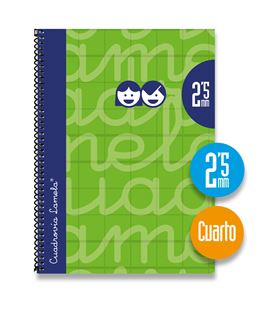 Cuaderno 4º 2,5mm 80h 70g t.dura verde lamela 7cte002v