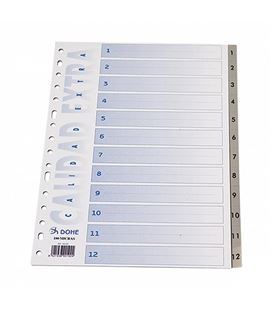 Separadores a4 indice 1-12 gris pp dohe 90197